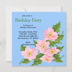 Invitation Fleur de fleurs douces et douces, Rose Rose Bithda