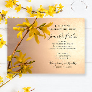 Invitation Fleur de Forsythia Printemps Jaune Fête de la Vie