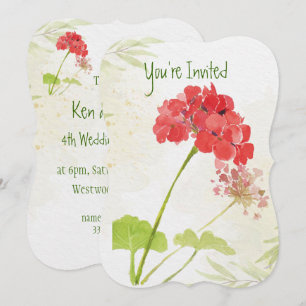 Invitation Fleur de Géranium pour Anniversaire de