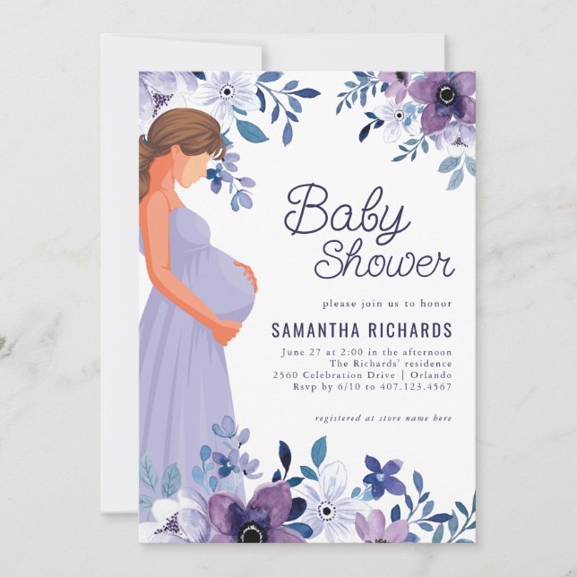 Invitation Fleur de lavande violette | BABY SHOWER (Devant)