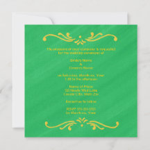Fleur De Lis Jaune Bordure sur Mariage Vert Invite