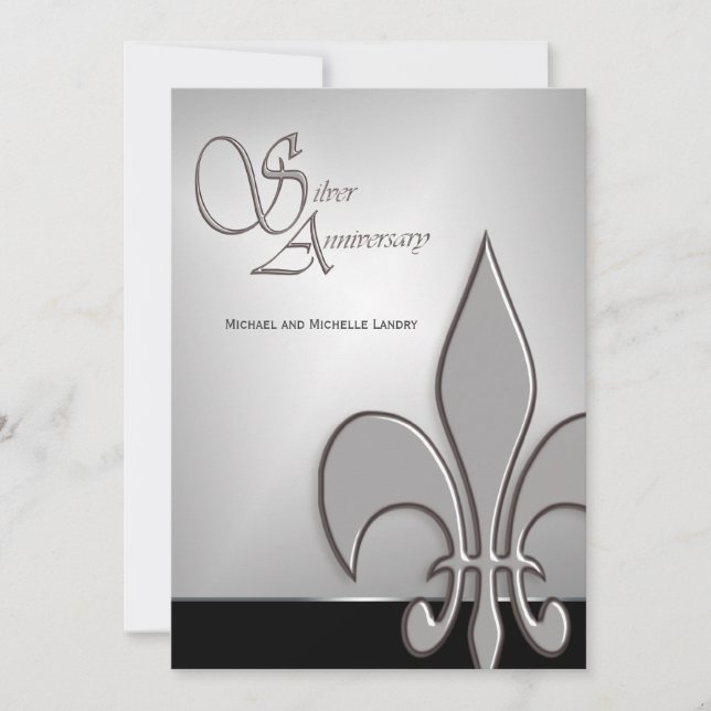 Invitation Fleur de Lis, l'anniversaire de l'argent moderne (Devant)