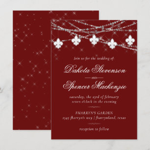 Invitation Fleur de Lis Rouge foncé   Mariage criminel