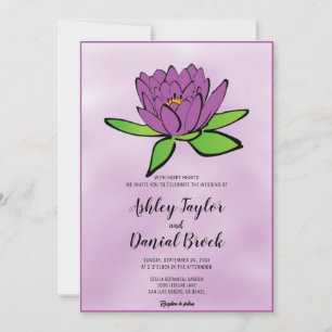 Invitation Fleur de Lotus pourpre Dusty Mariage floral romant