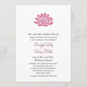 Invitation Fleur de Lotus rose (blanc)