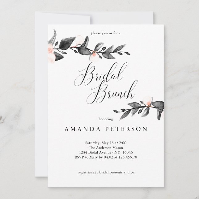 Invitation Fleur de lune | Calligraphie Bridal Brunch (Devant)
