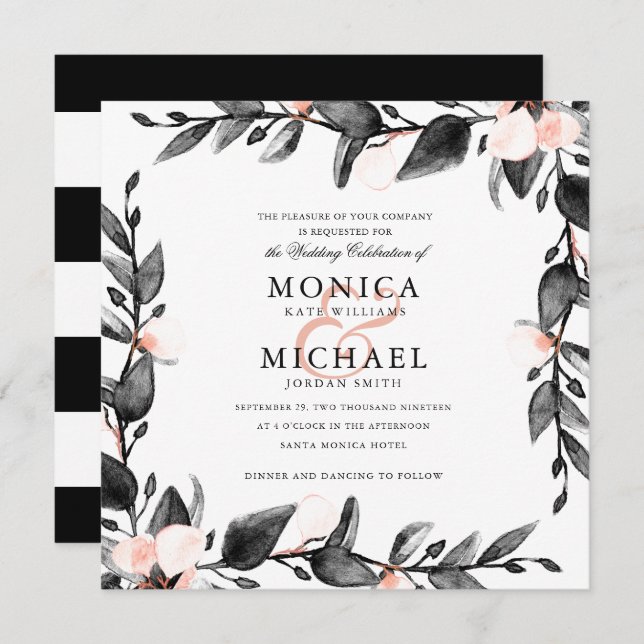 Invitation Fleur de lune | mariage botanique moderne (Devant / Derrière)