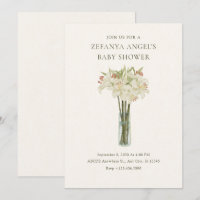 Fleur de lys beige en vase baby shower minimaliste