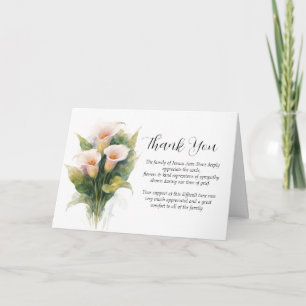Invitation Fleur de lys calla Sympathie Remerciements floraux