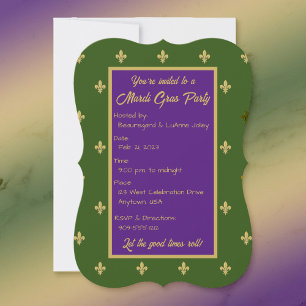 Invitation Fleur de lys Mardi Gras