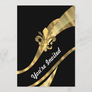 Invitation Fleur de lys noir et or