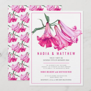 Invitation Fleur de lys rose en aquarelle pour mariage