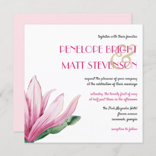 Invitation Fleur De Magnolia Rose En Fleur Mariage