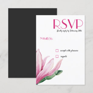 Invitation Fleur de Magnolia rose en fleurs   mariage gris RS