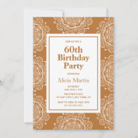 Fleur de mandala cuivre et blanc 60e anniversaire