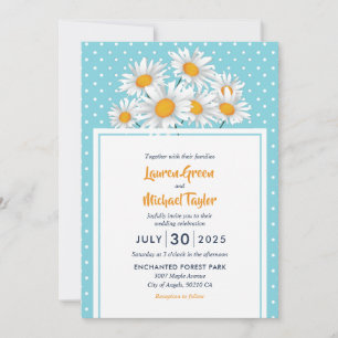 Invitation Fleur de marguerite blanche Polkadot Motif Floral