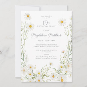 Invitation Fleur de naissance d'avril pour 19e anniversaire M