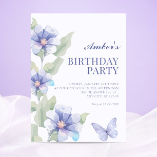 Invitation Fleur de naissance florale violette