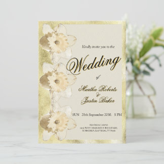 Invitation Fleur de narcisse moderne personnalisée avec cadre