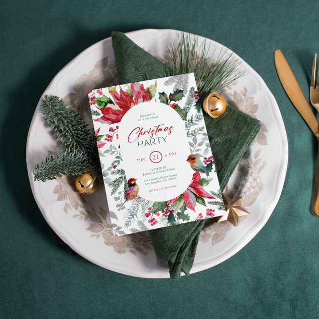 Invitation Fleur De Noël Et Aquarelle Feuille (Créateur téléchargé)