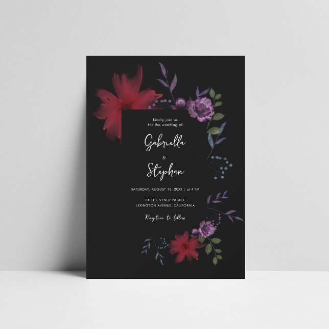Invitation Fleur de nuit exotique | Moody Dark Romantic Maria (Créateur téléchargé)