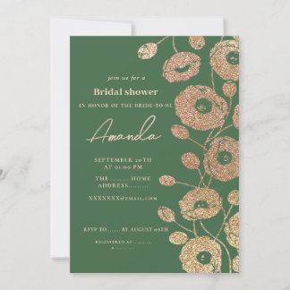 Invitation Fleur de Pavot Verte Brillante