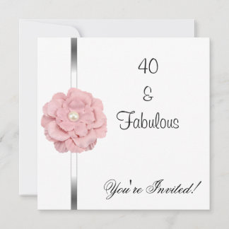 Invitation Fleur de perle blanche rose Incroyable 40e anniver