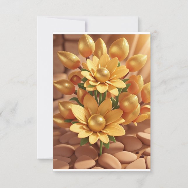 Invitation Fleur de perle dorée (Devant)