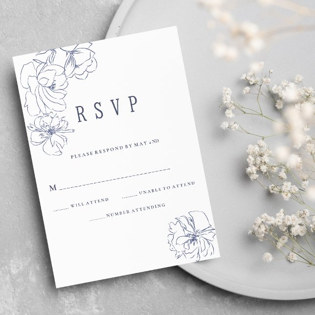 Invitation Fleur de pivoine blanche foncée simple RSVP (Simple dark purple white peony floral RSVP )