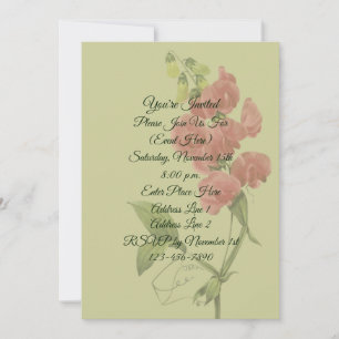 Invitation Fleur de pois doux rose