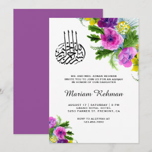 Invitation Fleur de printemps Bébé Fille Aqiqah