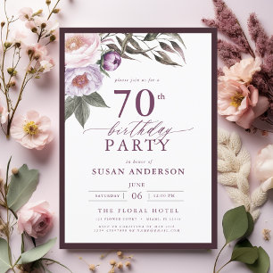 Invitation Fleur de Prunier Élégante Écriture Florale Violett