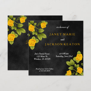 Invitation Fleur de rose jaune noire et marigold
