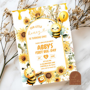 Invitation Fleur de soleil de miel Première fête de l'abeille