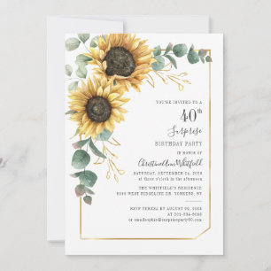 Invitation Fleur de soleil Eucalyptus 40e anniversaire