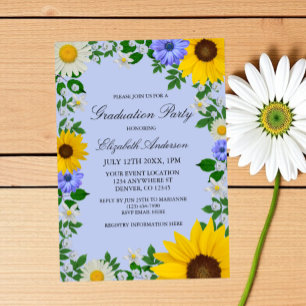 Invitation Fleur de soleil rustique Daisy Graduation florale