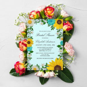 Invitation Fleur de soleil rustique Fête des mariées florale