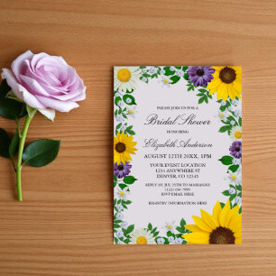 Invitation Fleur de soleil rustique Fête des mariées florale