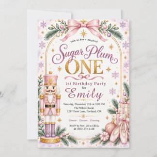 Invitation Fleur de Sucre Rose a un an Casse-Noisette Premier