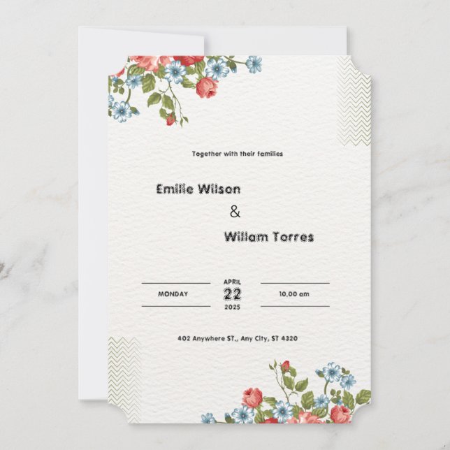 Invitation Fleur de teinture aquarelle orange grisâtre clair  (Devant)