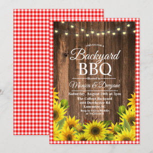Invitation Fleur de Tournesol BBQ Jardin Rustique