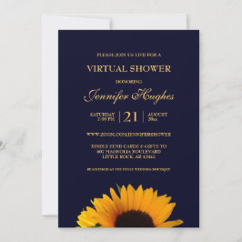 Invitation Fleur de Tournesol Bleu Marine Virtuelle