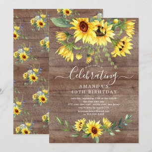 Invitation Fleur de tournesol d'aquarelle rustique fête d'ann