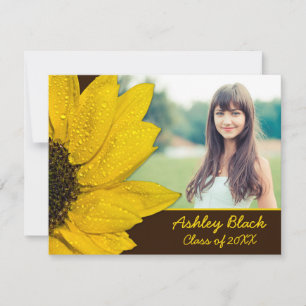 Invitation Fleur de tournesol jaune Brown Diplôme de la photo