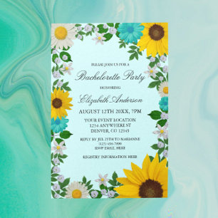 Invitation Fleur de tournesol rustique Fête de Bachelorette F