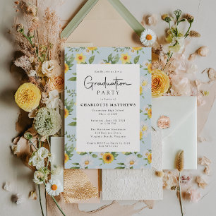 Invitation Fleur de tournesol rustique Fête de graduation pho