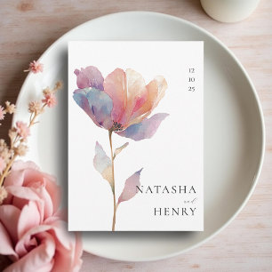 Invitation Fleur de tulipe rose violet aquarelle mariage 