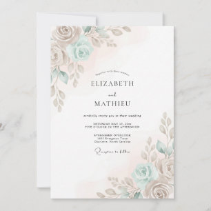 Invitation Fleur d'eau Mariage Coup de pinceau Peint