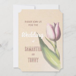 Invitation  Fleur d'élégant Tulipe jaune et rose   Mariage ro