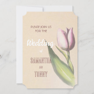 Invitation Fleur d'élégant Tulipe jaune et rose | Mariage ro